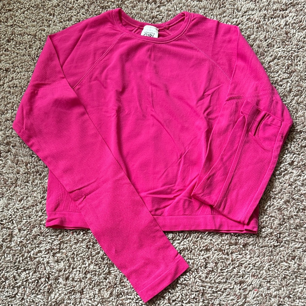 Athleta Vibrant Pink Long Sleeve Tee